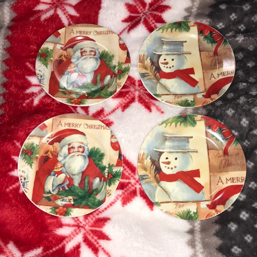 Christmas Appetizer Plates Set of 4